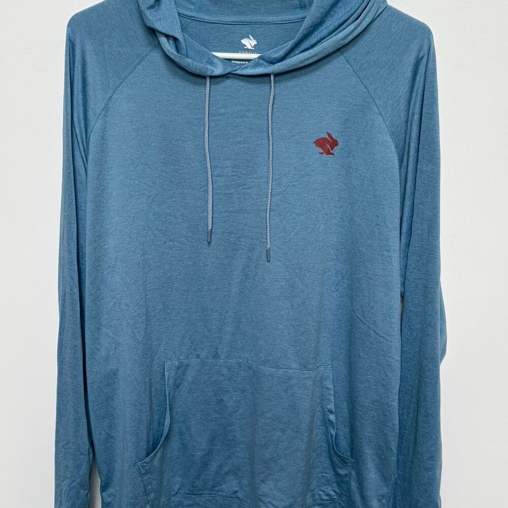 Rabbit Running Hoodie Mens Medium Blue Long Sleeve Performance Pullover